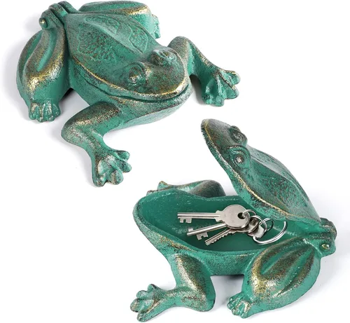 Vista 9 de Llavero de tortuga de hierro fundido, decorativo para interiores y exteriores, para jardín, patio, joyas, baratijas, cajas fuertes de desviación