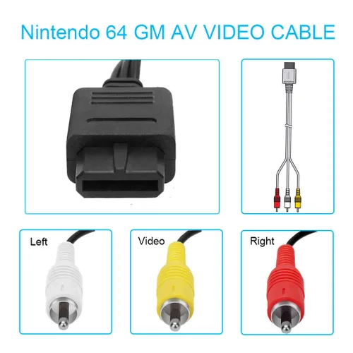 Vista 3 de Cable AV N64 - Cable compuesto de audio y video para Nintendo 64 Gamecube Super Nintendo SNES TV 79ft