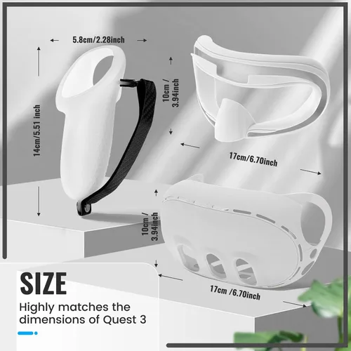 Vista 7 de Quest 3 Accessories, 4 in 1 Silicone Meta Quest 3 AccessoriesProtective Case Set for Oculus Quest 3 Controller, Controller Grip Cover, VR Shell