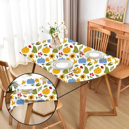 Vista 24 de Mantel ajustado blanco con elástico para mesas plegables de 48x48 pulgadas, manteles lavables y elásticos de elastano para mesas de cartas, manteles