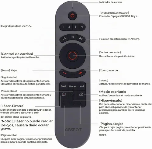 Vista 5 de OBSBOT Tiny 2 Control remoto, control remoto inteligente para cámara web