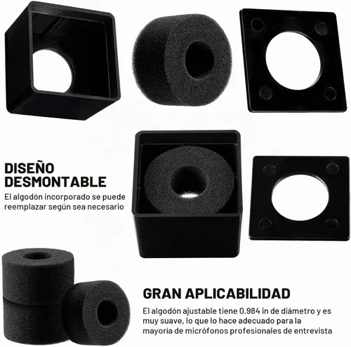 Vista 3 de Estación de bandera de micrófono, cubo cuadrado portátil, de espuma ABS, con logotipo, equipo de estudio, accesorios de micrófono para entrevista