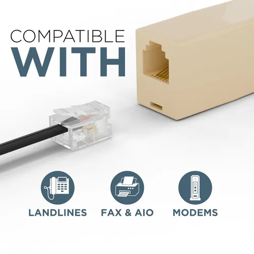 Vista 3 de THE CIMPLE CO Cable de línea telefónica de 25 pies, cable de extensión modular de teléfono de 25 pies, cable de 2 conductores (2 pines, 1 línea)