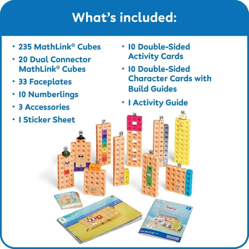 Vista 2 de hand2mind MathLink Cubos Numberblocks Juego de Actividades 21-30, 20 Actividades de Aprendizaje Preescolar, Bloques de Conteo, Cubos de Enlace