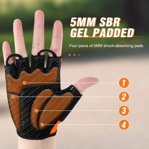 Vista 2 de HTZPLOO Guantes de ciclismo para hombres y mujeres con almohadilla antideslizante que absorbe los golpes, peso ligero, ajuste agradable, guantes