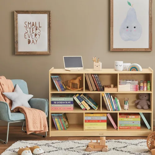 Vista 2 de Bateso Organizador de almacenamiento de juguetes para habitación de niños, estantería de madera para niños, para aula, organizador de almacenamiento