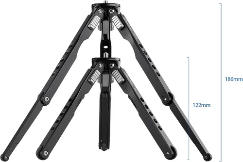 Vista 3 de Leofoto Trípode de sobremesa MT-03, mini trípode de aluminio, 2 secciones de patas, pata plegable, portátil y compacto, espárrago de montaje de 1/4