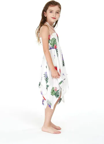 Vista 3 de Vestido hawaiano Luau con fondo irregular gitano para niña en Pretty Tropical