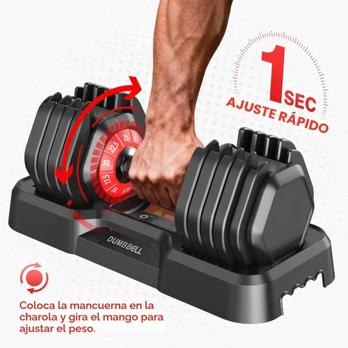 Vista 5 de Juego de mancuernas ajustables, 10 en 1/15 en 1, juego de mancuernas ajustables de 25/55/52.5 libras con mango antideslizante, equipo de ajuste