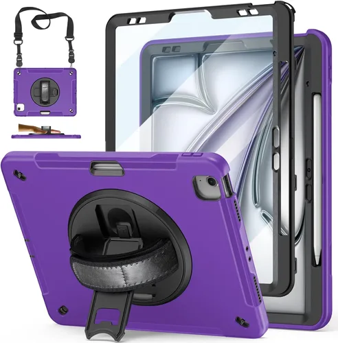 Vista 9 de Funda para iPad Pro de 12.9 2022/2021/2020/2018: Funda para iPad Pro 12.9 6ª/5ª/4ª/3ª generación con protector de pantalla, soporte para lápices