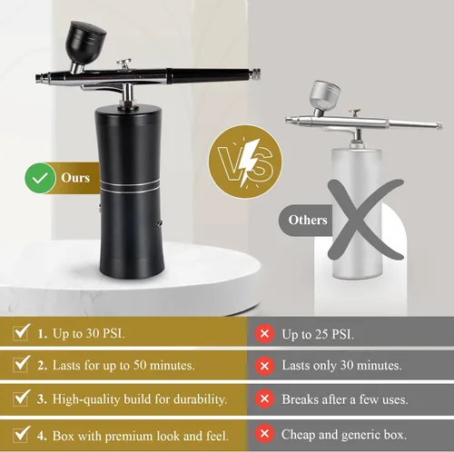 Vista 4 de Kit de aerógrafo, aerógrafo para uñas, kit de cepillo de aire con compresor de aire, cepillo de aire para uñas, compresor de aerógrafo, máquina