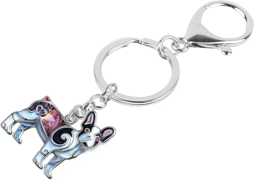 Vista 3 de Enamel Alloy French Bulldog Keychain Pet Dog Keyring For Women Girls Bag Wallet Charms Gift