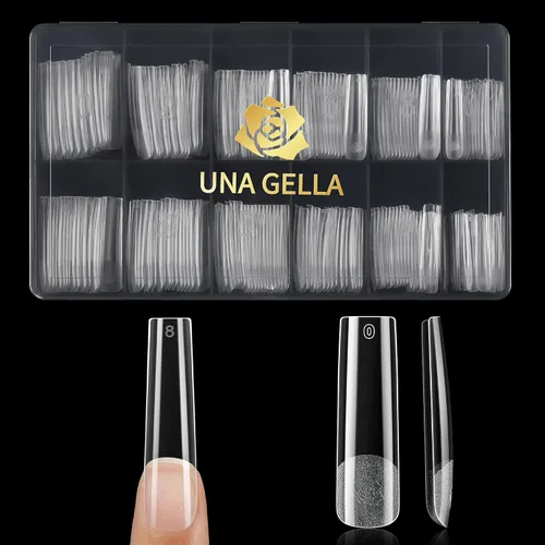 Vista 12 de UNA GELLA Puntas de uñas de almendra, puntas de uñas de gel de almendra cortas preformadas, 240 unidades, uñas postizas de gel suave de cobertura