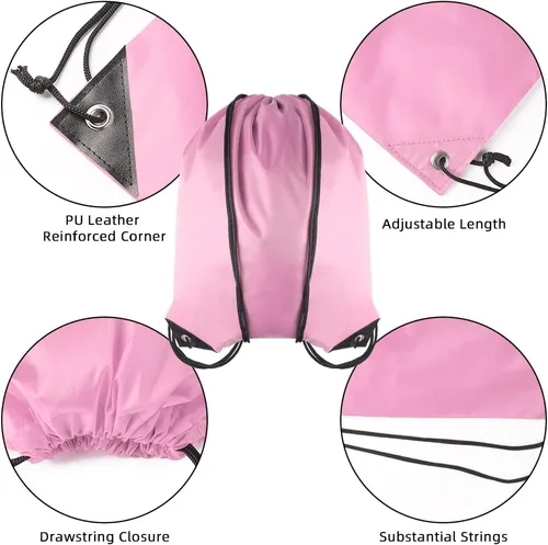 Vista 6 de Bolsas con cordón a granel, 48 unidades, mochila con cordón a granel, bolsas de cordón para la escuela, gimnasio
