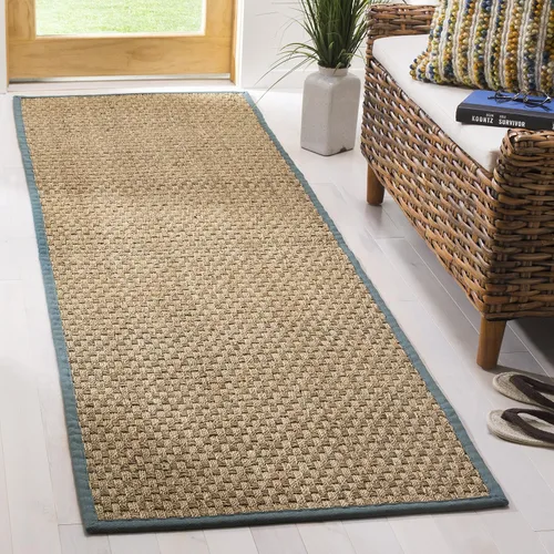 Vista 100 de SAFAVIEH Natural Fiber Collection NF114A - Alfombra de pasillo de hierba marina con patrón de tejido de cesta y borde, de 2 pies 6 pulgadas x 16