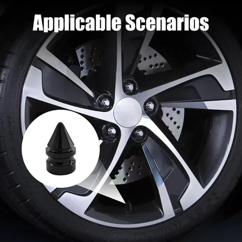 Vista 6 de Ziciner 4 piezas de tapas de válvula de neumático para automóvil, accesorios de aleación de aluminio con puntas, cubiertas de válvula de rueda