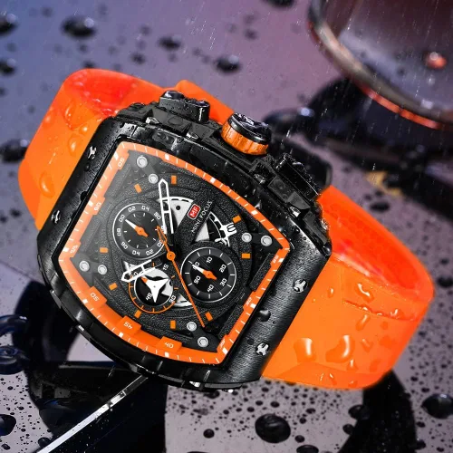 Vista 2 de Relojes para hombre de lujo con diseño de esqueleto para hombre, impermeable, correa de silicona ajustable, estilo steampunk, cronógrafo