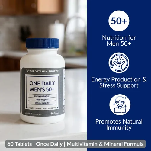 Vista 2 de The Vitamin Shoppe Brand One Daily - Multivitamínico multimineral para hombres con magnesio, zinc, calcio y más, estrés energético y apoyo