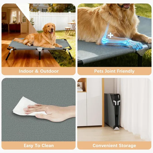 Vista 3 de Cama elevada plegable para perros grandes, cama elevada portátil para perros para acampar al aire libre, camas elevadas lavables para mascotas
