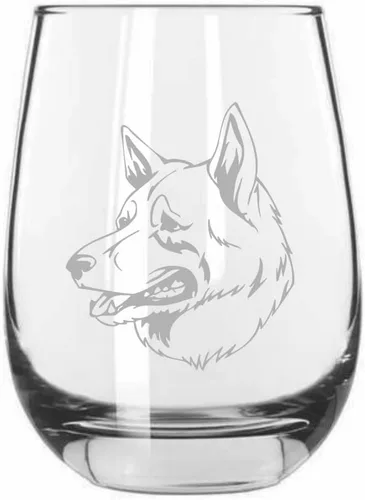 Vista 483 de Shar Pei (chino) - Vaso de vino sin tallo grabado para perro, 15.25 onzas