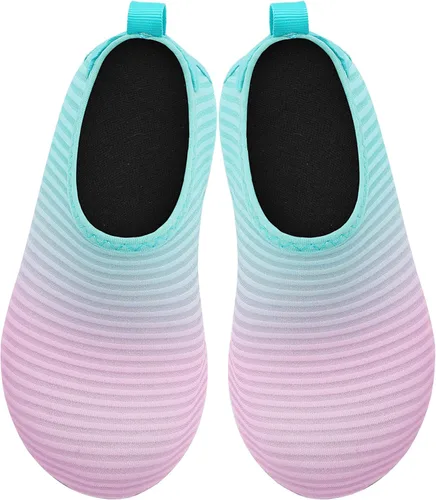 Vista 4 de Scurtain - Zapatos acuáticos para niños, calcetines acuáticos de secado rápido con sensación de pies descalzos para niños, niñas y bebés con suela