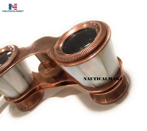 Vista 4 de NauticalMart - Binocular de latón con nácar – Binocular antiguo de ópera de NauticalMart Vintage Marine Spyglass Binocular coleccionable Instrumento