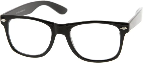 Vista 2 de zeroUVRetro Wide Templo Clear Lens Cuerno con borde anteojos 54mm