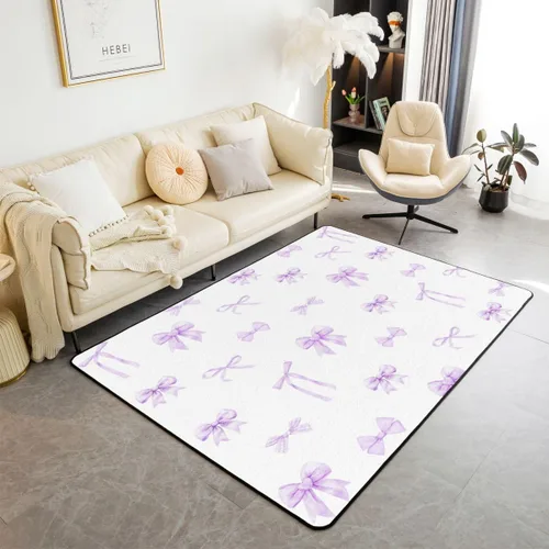 Vista 18 de Erosebridal Blue Bow Living Room Rugs Kawaii Bow Knot Decorative Carpet for Kids Girls Teens Women Girly Princess Bows Area Rug 3X5 Cute Ribbon