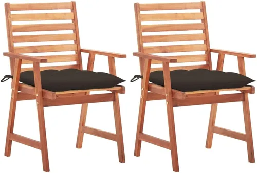 Vista 23 de Patio Dining Chairs 2 pcs with Cushions Solid Acacia Wood Dinning Room Outdoor Seating Outside Chairs Sillas para Comedor for Picnic Beach Courtyard