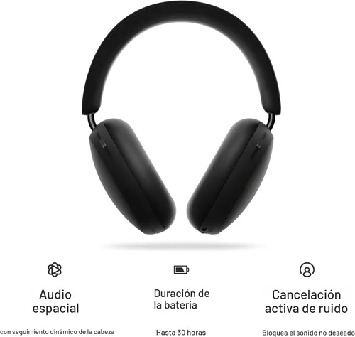 Vista 2 de Sonos Ace Auriculares inalámbricos supraaurales con cancelación de ruido con Bluetooth, batería de 30 horas, audio espacial, Dolby Atmos Negro