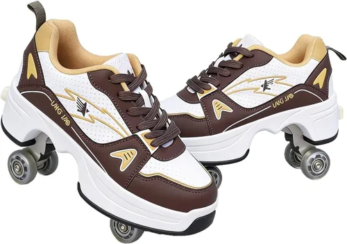 Vista 10 de 2-in-1 Roller Skates & Sneakers with Retractable Wheels - Convertible Lightweight Outdoor Fitness Shoes for Women, Men & Children - Unisex Kick