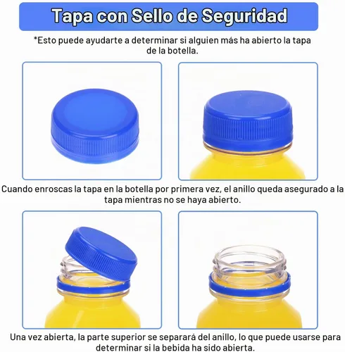 Vista 4 de SUPERLELE - 10 botellas de plástico para jugo de 12 onzas con tapas azules y negras