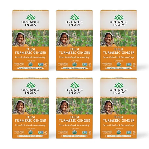 Vista 8 de Organic India - Té orgánico de Tulsi, té de hierbas, 18 bolsas de infusión. paquete de 6