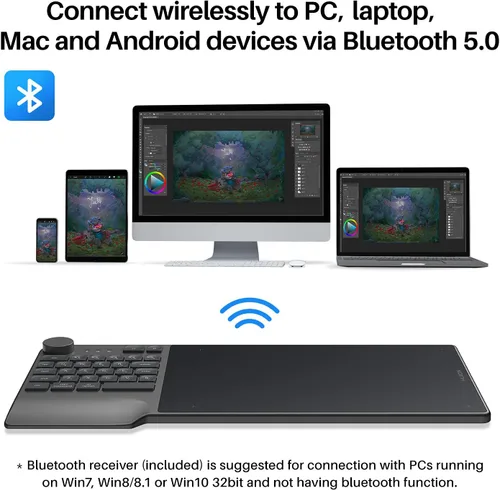 Vista 10 de Tableta de dibujo inalámbrica HUION Inspiroy Keydial KD200 Art Tablet, 8,9 Tableta gráfica Bluetooth con dial y teclado, 5 teclas personalizadas