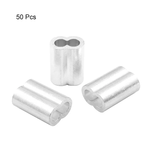 Vista 4 de Luomorgo 50 piezas de 3/16 "manga de lazo de crimpado de aluminio, mangas de cuerda de alambre, bucles de casquillo de cable, casquillos de crimpado