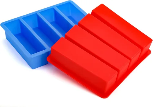 Vista 2 de Hedume Juego de 4 bandejas de silicona para moldes de mantequilla, bandejas de silicona para cubitos de hielo, bandeja de molde para cubitos