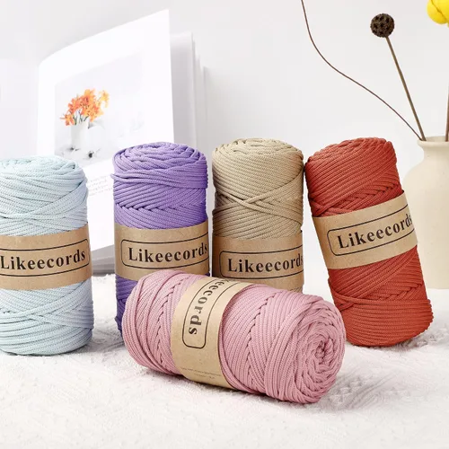 Vista 3 de Likeecords Cordón de macramé trenzado de poliéster de 0.157 in, 140 yardas, 426 pies, hilo elástico para bolsa de ganchillo para manualidades