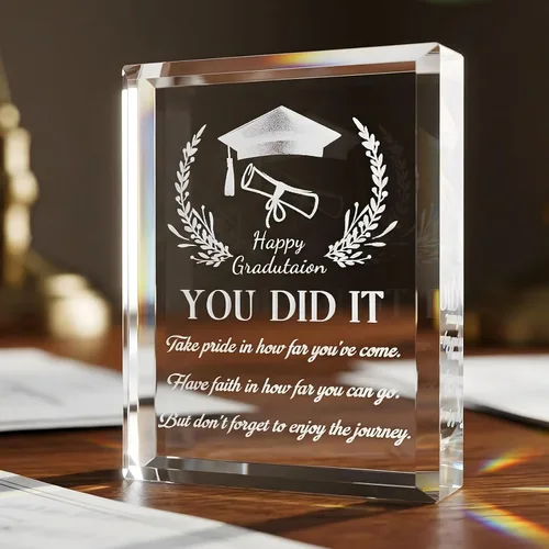 Vista 7 de YWHL Regalos de graduación para él o ella, regalos inspiradores para graduados de la clase de 2025, recuerdo de graduación de cristal grabado