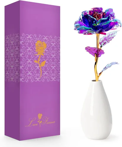 Vista 9 de Regalos de cumpleaños para mujeres, mamá, abuela, rosas artificiales con Colorido