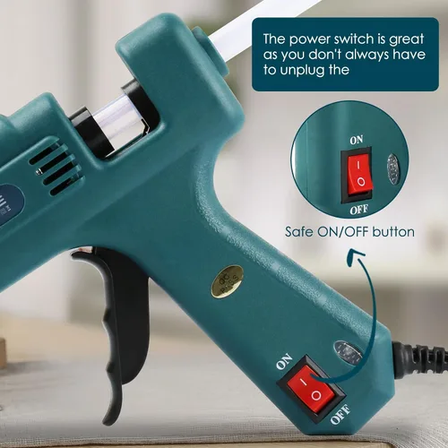 Vista 4 de Kit de pistola de pegamento caliente ignífuga de 100 W, pistola de pegamento MAXDONE Craft tamaño completo (no mini), pistola de pegamento caliente