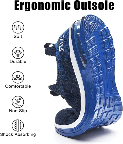 Vista 3 de IIV Zapatos deportivos para correr con aire para hombre, estilo casual, para caminar, atléticos, gimnasio, a la moda, ligeros, sin cordones