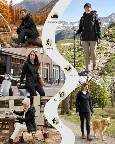Vista 2 de Outdoor Ventures Chaqueta impermeable Softshell con forro polar para mujer Negro