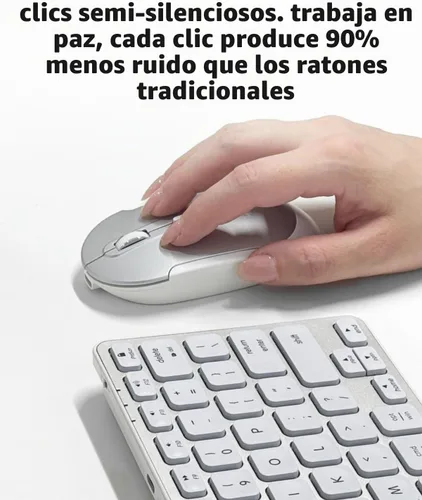 Vista 5 de Macally Mouse Bluetooth Inalámbrico para Mac, MacBook Pro/Air, iPad y PC - Cómodo y Silencioso Mouse Apple Inalámbrico Compatible - Plata