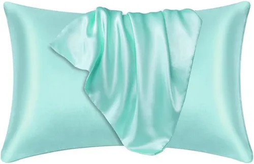 Vista 21 de Juego de 2 fundas de almohada de seda satinada de lujo para cabello y piel, fundas de almohada de satén con cierre de cremallera (estándar
