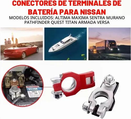 Vista 6 de Conectores de terminal de batería (1 par), poste superior de terminal de cable de batería positivo y negativo con parte inferior de plástico