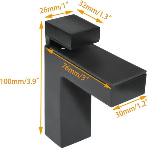 Vista 2 de Hardware flotante ajustable de metal, soporte de estante de madera/vidrio para montaje en pared, abrazadera ajustable para madera o vidrio de 0.2 a