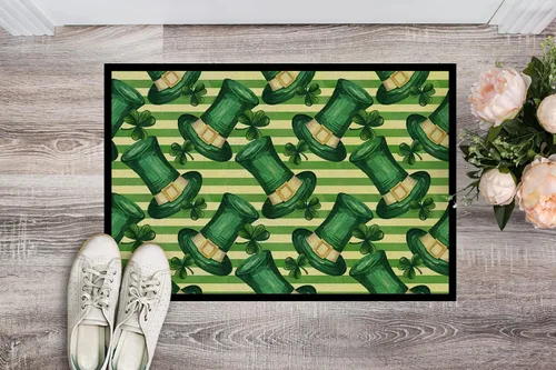 Vista 2 de Caroline's Treasures BB7558JMAT - Tapete de acuarela con sombrero de duende del día de San Patricio, 24 x 36 pulgadas, tapete para puerta delantera