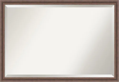 Vista 69 de Amanti Art Espejo de pared marrón de 26 x 22 pulgadas, espejo rectangular de baño de Alejandría marrón rústico para decoración de pared, sala