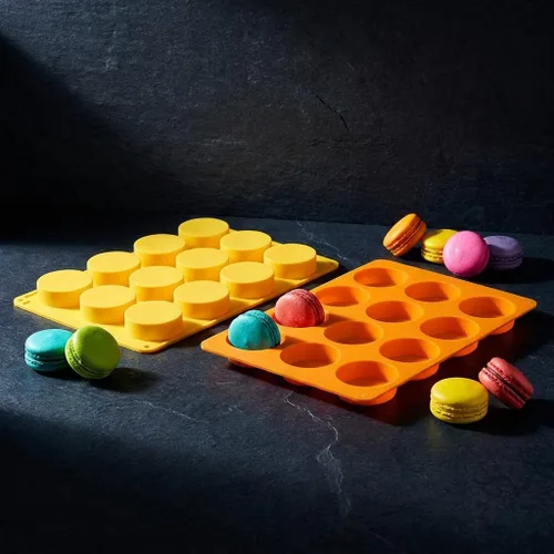 Vista 9 de 2 moldes de silicona para galletas de chocolate, molde redondo de silicona de 12 cavidades, molde para hornear para chocolate, galletas, dulces