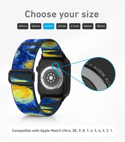 Vista 6 de Correas de nailon para Apple Watch unisex – iWatch 1/2/3/4/5/6/7/8/9/SE/Ultra 2 correas para 1.496 in/1.575 in/1.614 in/1.654 in/1.732 in/1.772